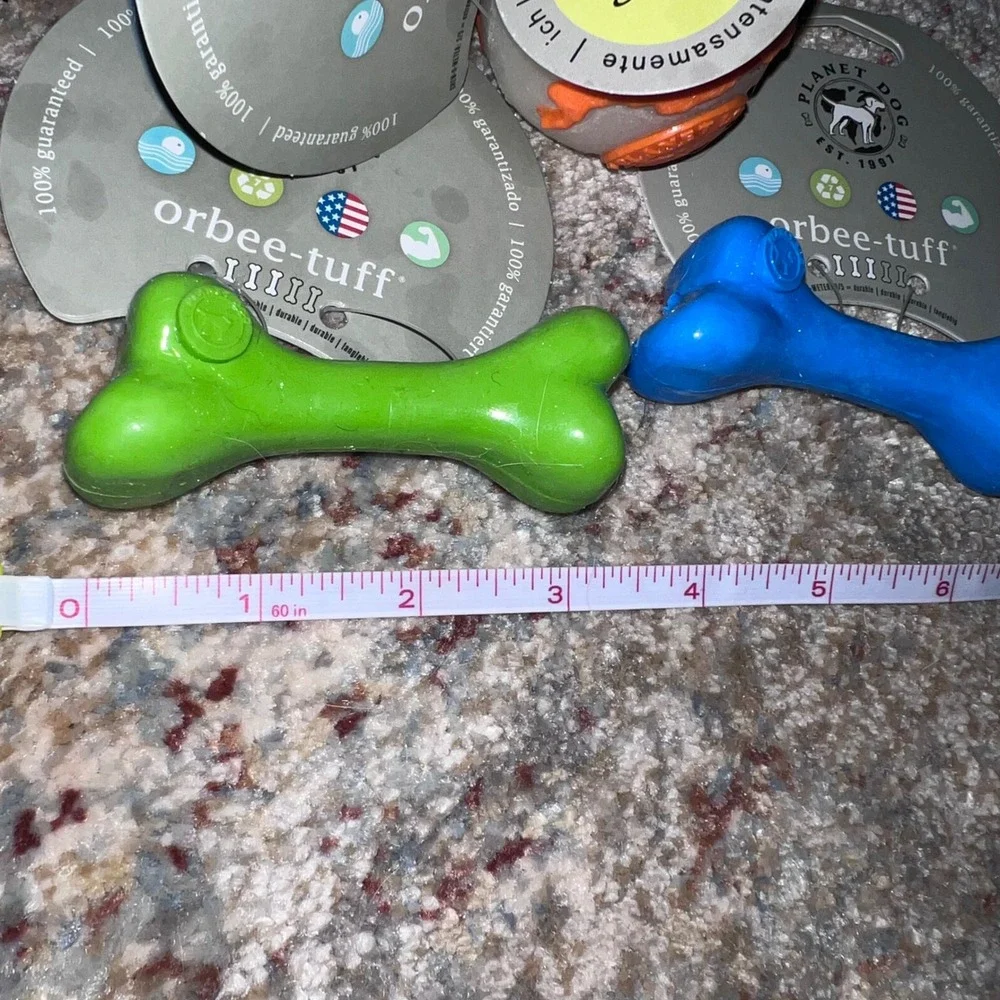 Planet Dog Orbee-Tuff Dog Toy Bundle 3pc Glow Ball and Durable Bones USA Made